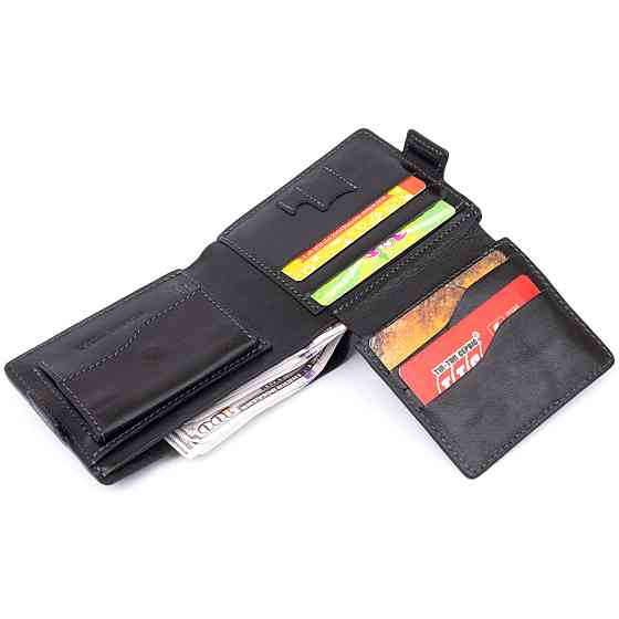 Портмоне горизонтальное Amico на магните на два отделения Черное (GRANDE PELLE) Киев