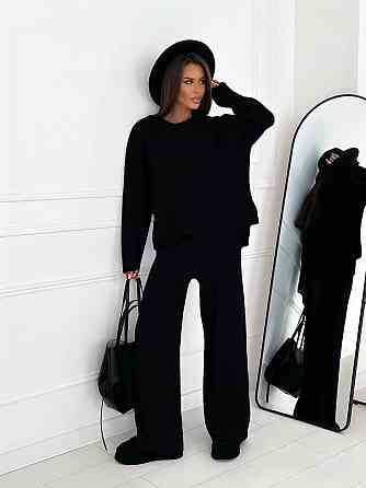 Женский теплый базовый костюм двойка ангора рубчик Черный Одесса