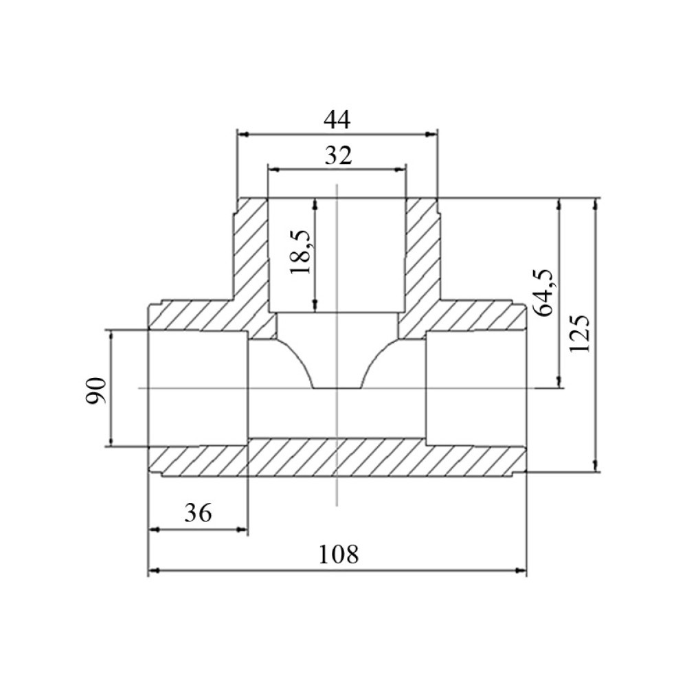 Трійник PPR Blue Ocean 90х32х90 редукційний Київ - фото 2