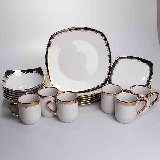 Yiwu Столовий набір посуду тарілок і чашок 24 предмети на 6 персон «Геометрія» порцеляновий SD- Коломия