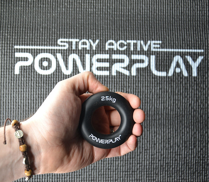 Еспандер кистьовий силіконовий PowerPlay PP-4324 Hand Grip Ring Hard 25 кг. Чорний Каменское - изображение 9