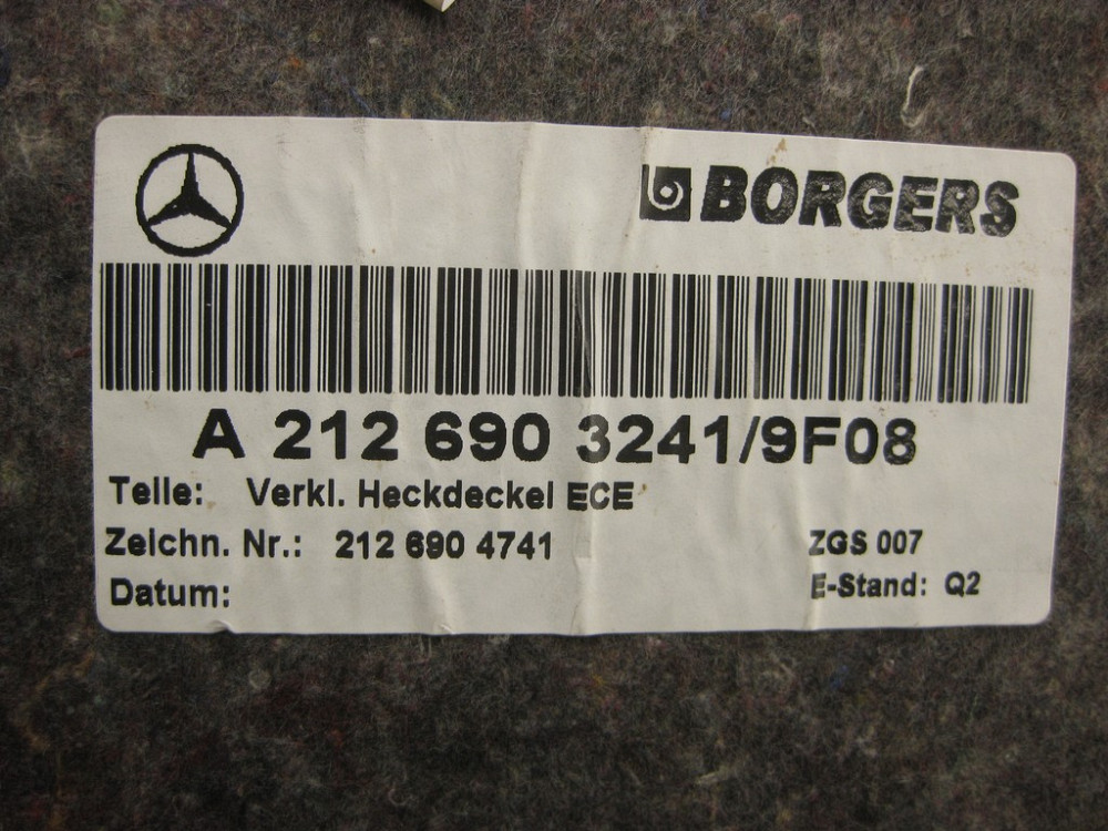 Mercedes-Benz  A2126903241 9F08 Обшивка кришки багажника чорна E-Class W212 Одесса - изображение 10