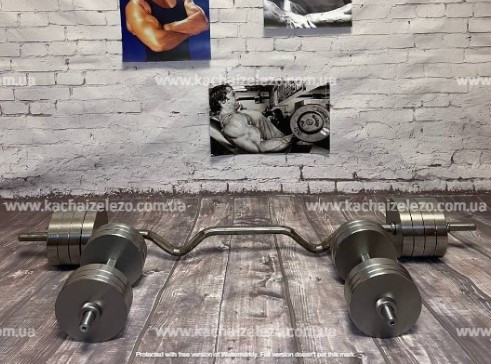 Штанга W-образная + Гантели металлические 2 по 20 кг Набор 46 кг  Гантели, гири, штанги и диски наборные Киев - изображение 4