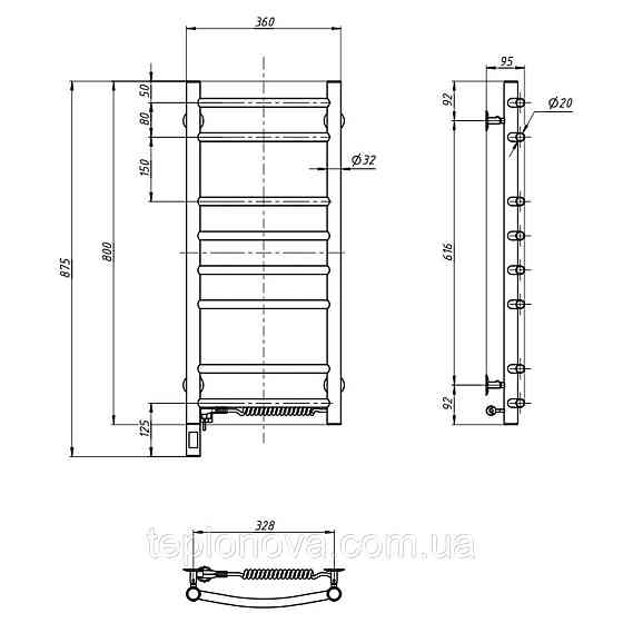 Сушарка для рушників Камелія 360х800 Sensor права з таймером Чернівці
