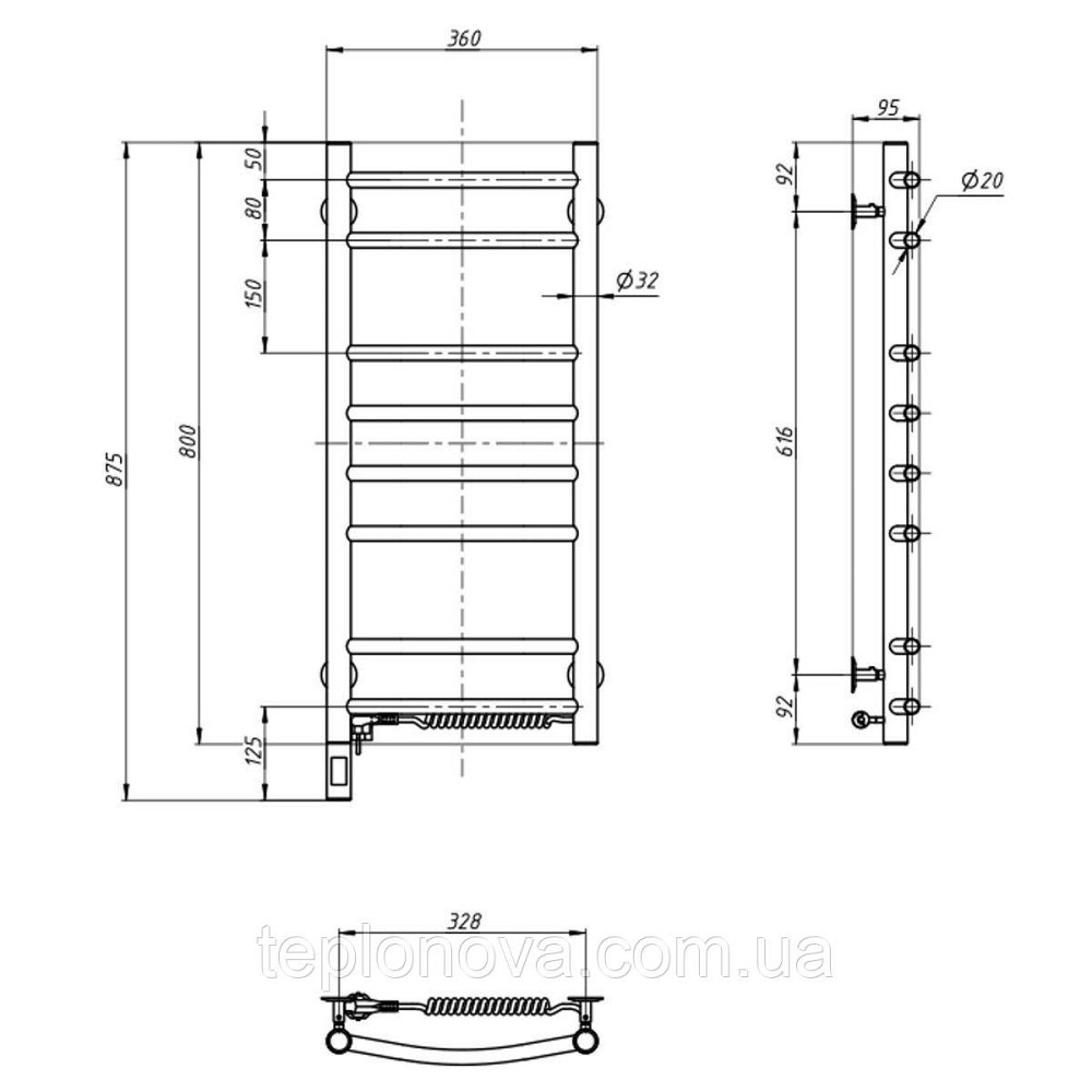 Полотенцесушитель Камелия 360х800 Sensor правый с таймером Черновцы - изображение 3