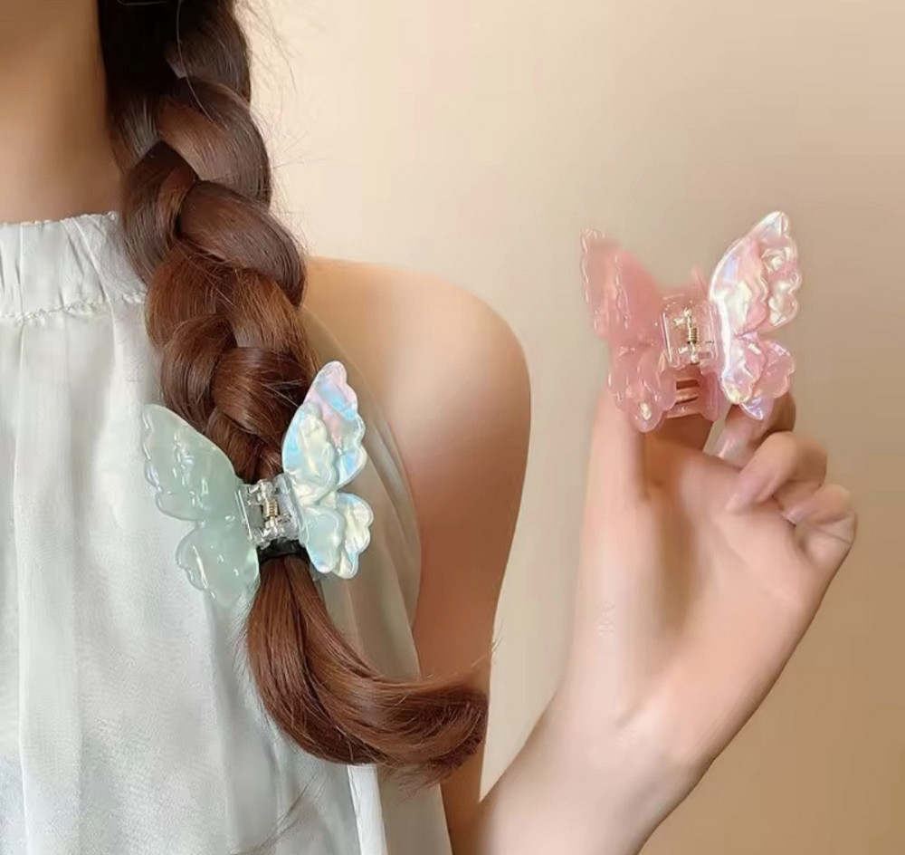 Заколка-крабік метелик з подвійними крильцями Синій Смела - изображение 2