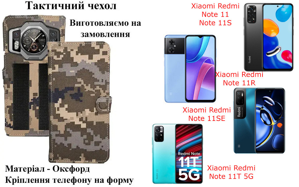 Тактичний чохол для TCL 40R 5G, TCL 40X, кріпиться до спорядження на липучці Київ - фото 1