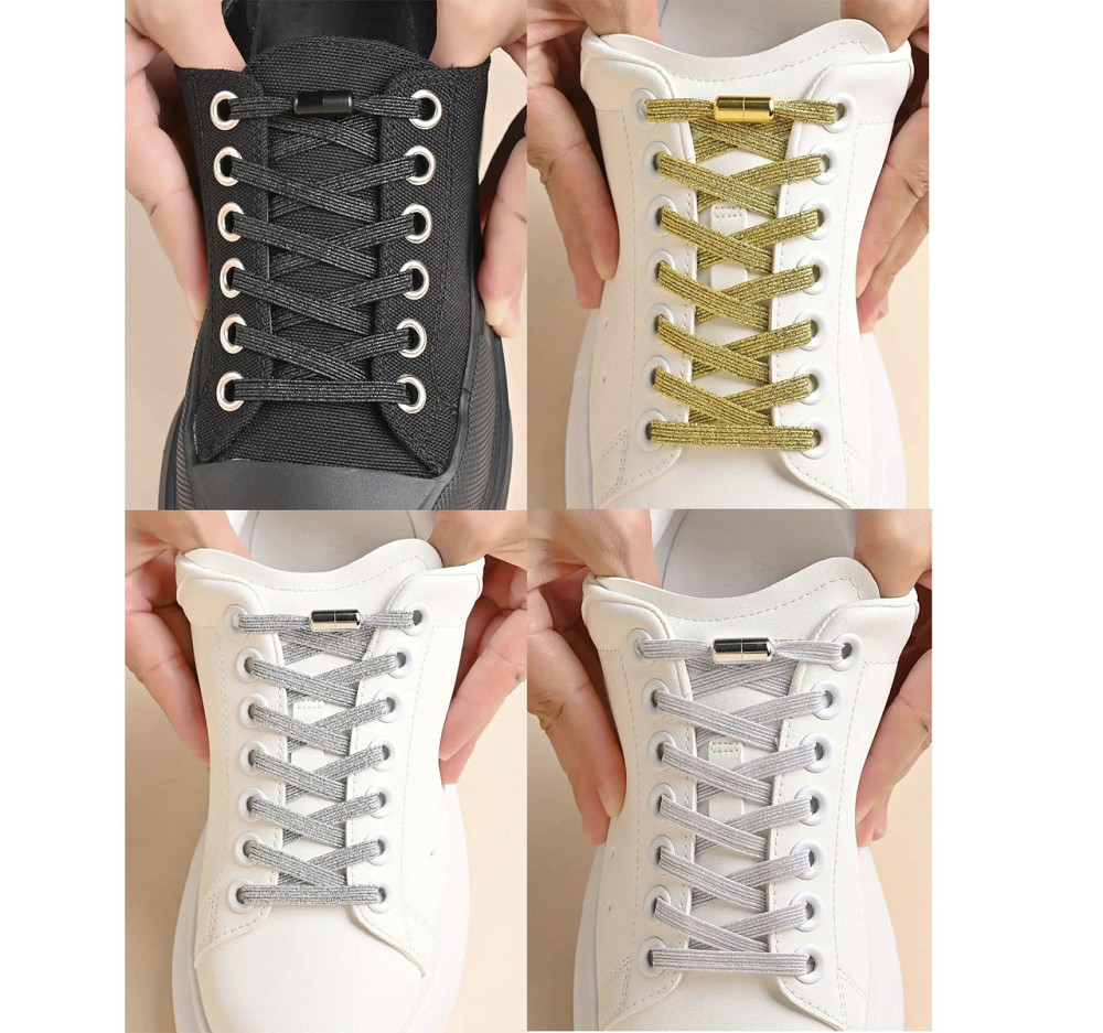 Шнурки еластичні глітерні з циліндричною застібкою Сріблястий Смела - изображение 2