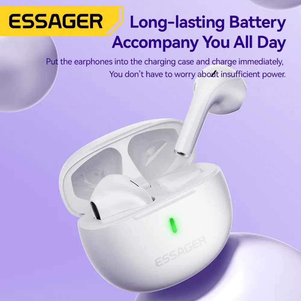 Навушники ESSAGER (color box) Shining TWS Bluetooth earphones White (EEJTW-SL02) Київ - фото 5