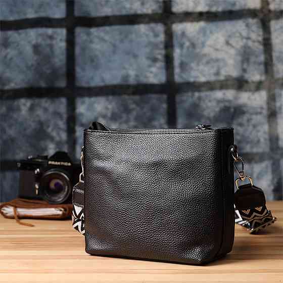 Жіноча сумка на плече з якісної натуральної шкіри Vintage 22914 Чорний Київ