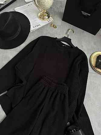 Женский теплый базовый костюм двойка ангора рубчик Черный Одесса