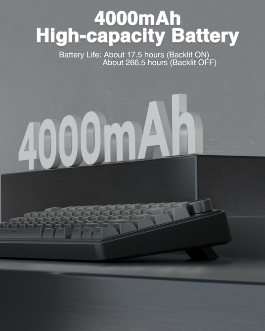 Бездротова механічна клавіатура AULA F75 Black RGB — 75%, Hot-Swap, Bluetooth/2.4GHz/Type-C, Gasket Mount, Бічне гравіювання Київ - фото 10