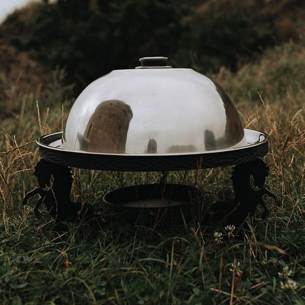 Садж для підігріву і подачі шашлику d 36 см великий, з кришкою і соусницею + баночка з гелем для підігріву Київ - фото 1