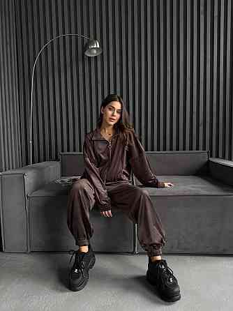 Жіночий прогулянковий костюм-двійка: кофта та штани з турецького велюру Шоколад, 42/44 Одеса