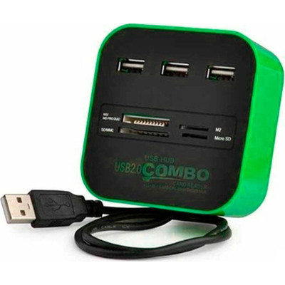 Концентратор Voltronic USB 2.0 to 3xUSB 2.0 + SD/MMC/TF/M2 green/black (CUB3-GB) Вінниця - фото 1