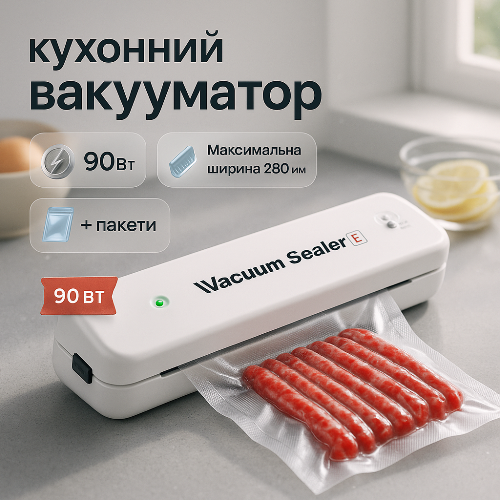 Вакууматор для продуктів харчування побутовий VACUUM, Апарат для вакуумного пакування овочів VA-13 Львів - фото 13