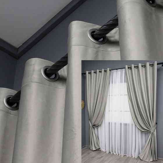 Комплект штор на люверсах VR-Textil Оксамит № 1657ш Сатин 150х280 см 2 шт (37-0231) Киев