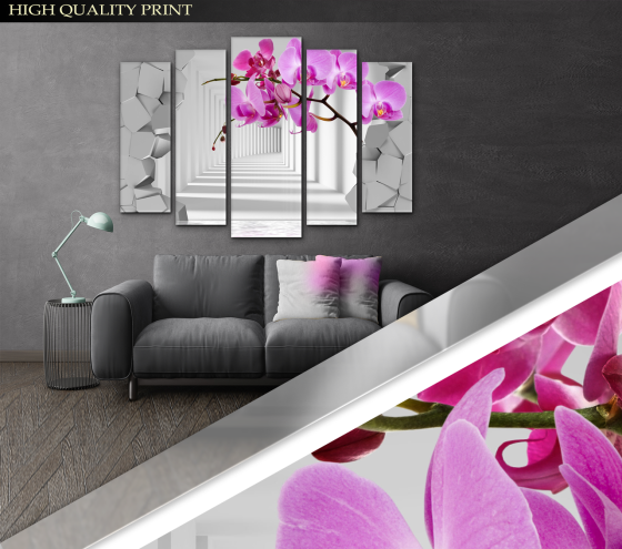 Модульна картина у вітальню / спальню Квіти Орхідея Art-449_5 ( 80х118см ) Київ