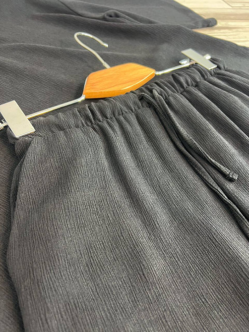 Костюм женский 1005-0712 жаткая рубашка короткий рукав разрезы и брюки палаццо черный, черный, S Киев - изображение 13