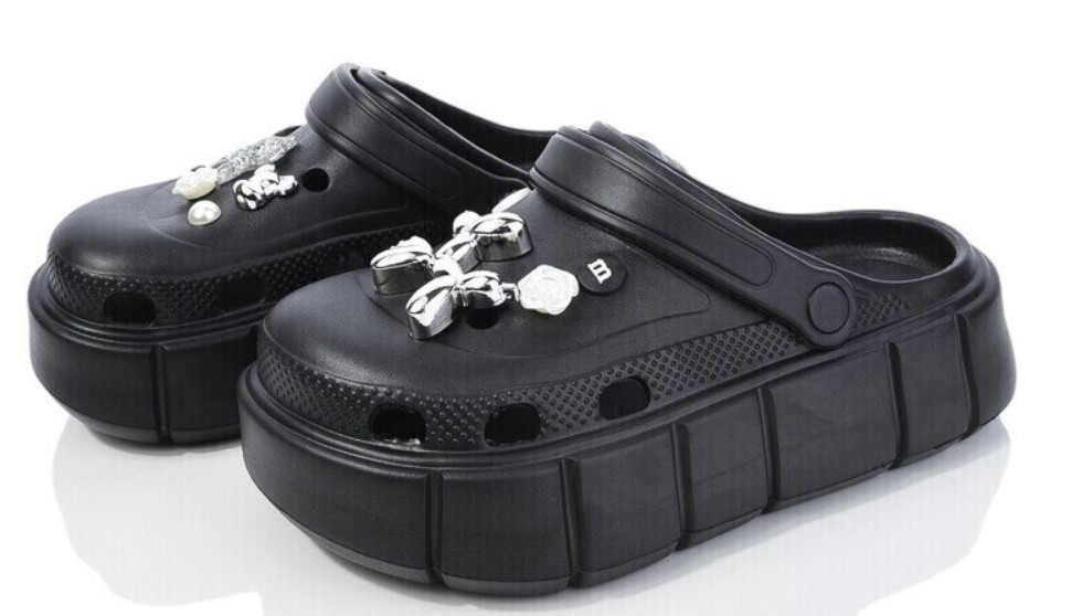 Крокси чорні жіночі з прикрасою на високій підошві для жінок дівчат платформа 38/39 р Одеса - фото 16