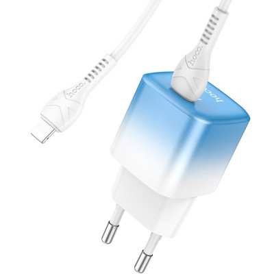 Зарядний пристрій HOCO C101A USB-C PD20W + cable USB-C to Lightning Ice Blue (6931474769381) Вінниця - фото 8