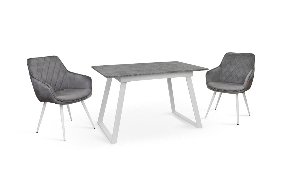 Стіл Тандем 120(+40)*75 білий метал/мрамор світл Київ - фото 8