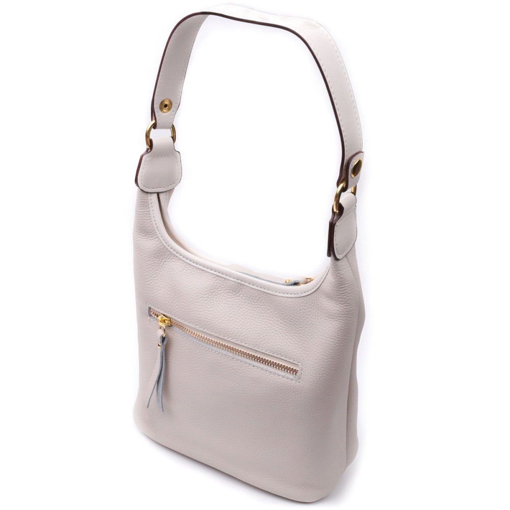 Зручна жіноча сумка на плече з натуральної шкіри Vintage 22628 Біла Київ - фото 2