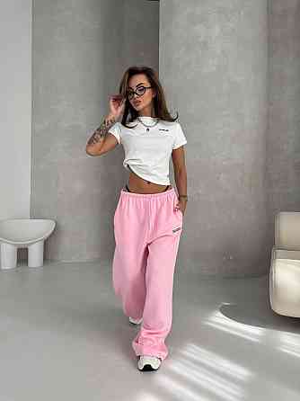 Жіночі стильні штани оверсайз-джогери двонитка Рожевий Одеса