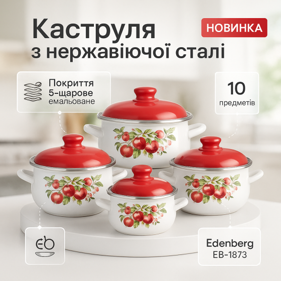 Каструлі з кришками, Набір каструль з антипригарним покриттям, Набір практичних каструль IL-39 Львів