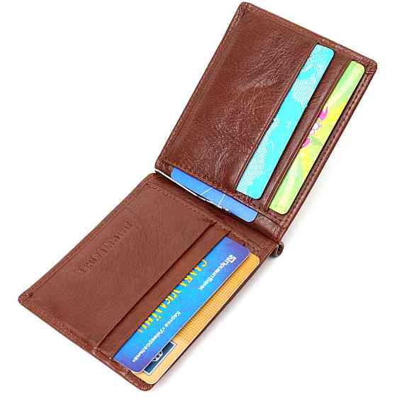 Удобный зажим для денег из натуральной гладкой кожи ST Leather 19427 Коричневый Киев