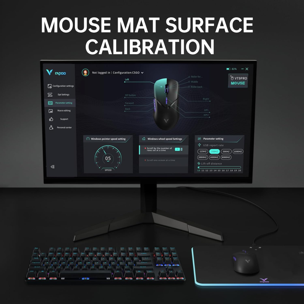 Беспроводная игровая мышь RAPOO VT9Pro 4K Black: 26000 DPI, частота 4000 Гц, сенсор PAW 3398, 68г, до 180 ч работы, 10 кнопок Киев - изображение 10
