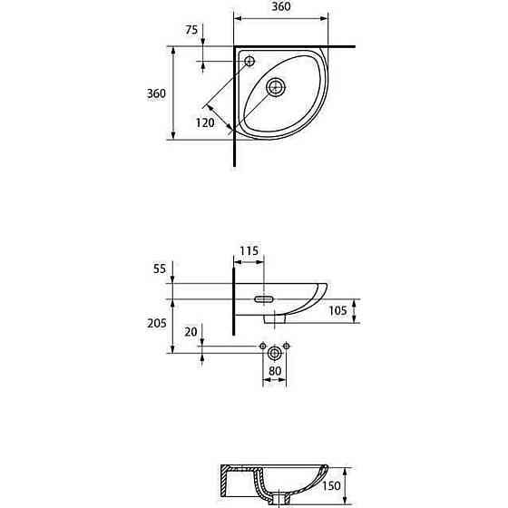 Умывальник угловой Cersanit SIGMA 35 (000003485) Киев