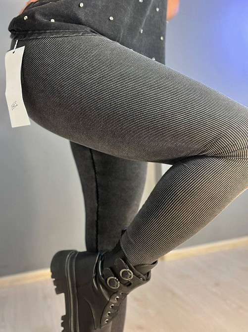 Лосины женские A-N 2306 рубчик варка тай дай трикотаж тонкий серые, серый, M Киев - изображение 7