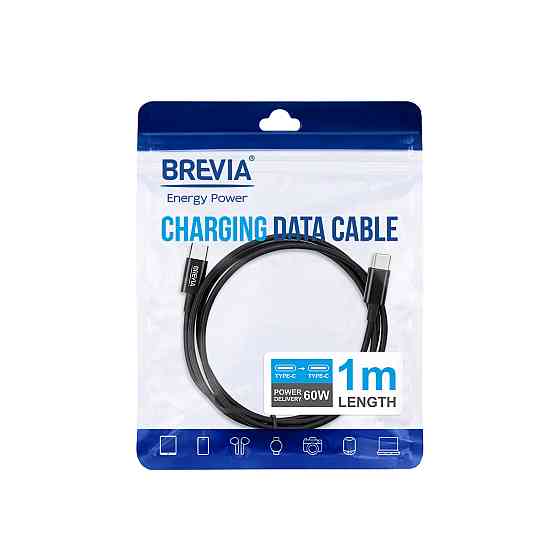 Кабель Brevia Type-C to Type-C 60W 1м, чорний ZIP (55100BCCZ1) Львів