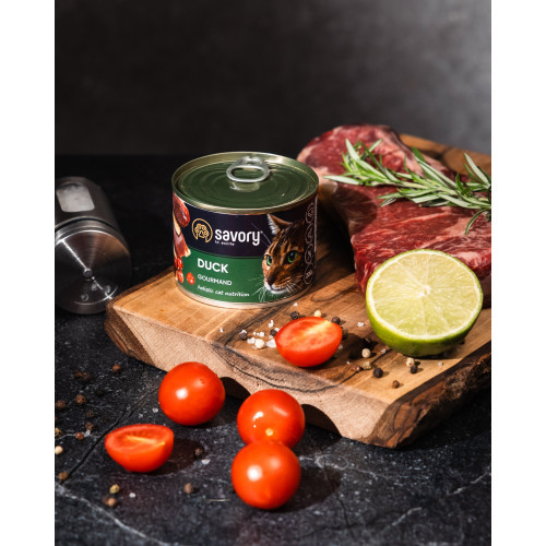 Корм вологий Savory Cat Can Adult Duck консерви для вибагливих котів з качкою 200 г Київ - фото 5