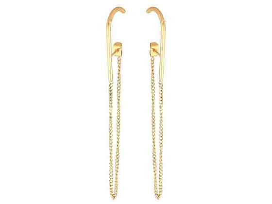 Серьги пусеты TTM Stainless Steel 14K Подвески с цепочками (340069) 6,5см ТМ XUPING Киев