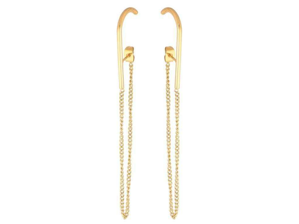 Серьги пусеты TTM Stainless Steel 14K Подвески с цепочками (340069) 6,5см ТМ XUPING Киев - изображение 1