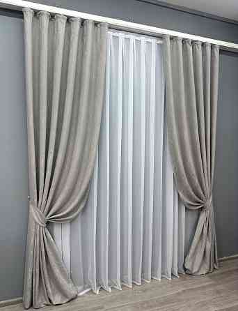 Комплект штор VR-Textil Жакард Viva Marmo № 1781ш Світло-сірий 150х290 см 2 шт (33-0732) Київ