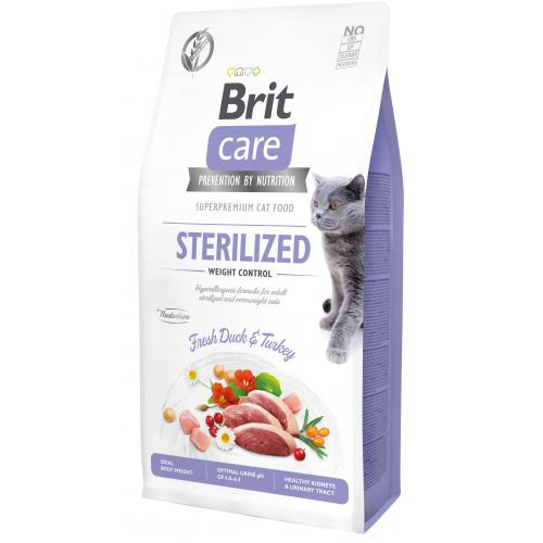 Корм сухой Brit Care Cat Grain Free Sterilized Weight Control для стерилизованных кошек с избыточным весом с уткой и индейкой Киев - изображение 1