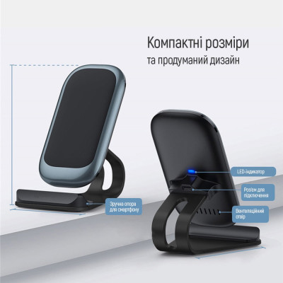 Зарядний пристрій ColorWay Wireless Stand 10W Blue (CW-CHW30Q-BL) Вінниця - фото 4