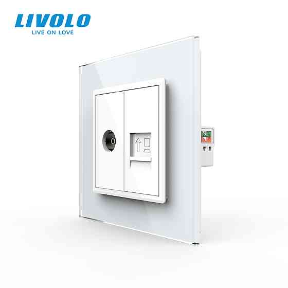 LIVOLO Розетка комп'ютерна RJ-45 і ТБ розетка Livolo білий скло (VL-C791VC-11) Коломия