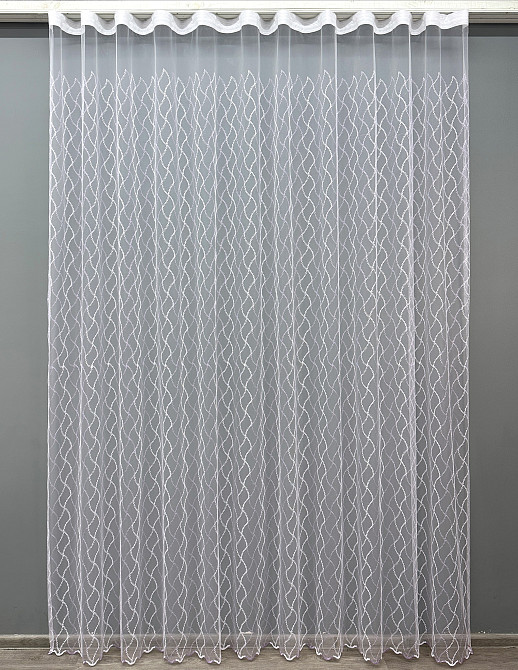 Тюль VR-Textil 1836т Фатин з вишивкою Білий з бузковим 300х270 см (40-192) Київ - фото 2