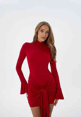 Жіноче стильне мініплаття зі складками мікродайвінг Червоний, 44/46 Одеса