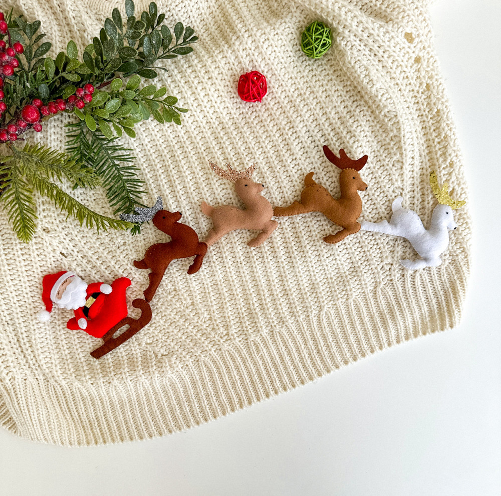 Новогодняя герлянда из фетра ручной работы - Санта и олени. Киев - изображение 7