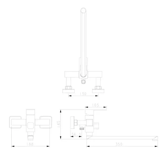 Змішувач для ванни з душовим гарнітуром WEZER PRO7-02 сатин Київ