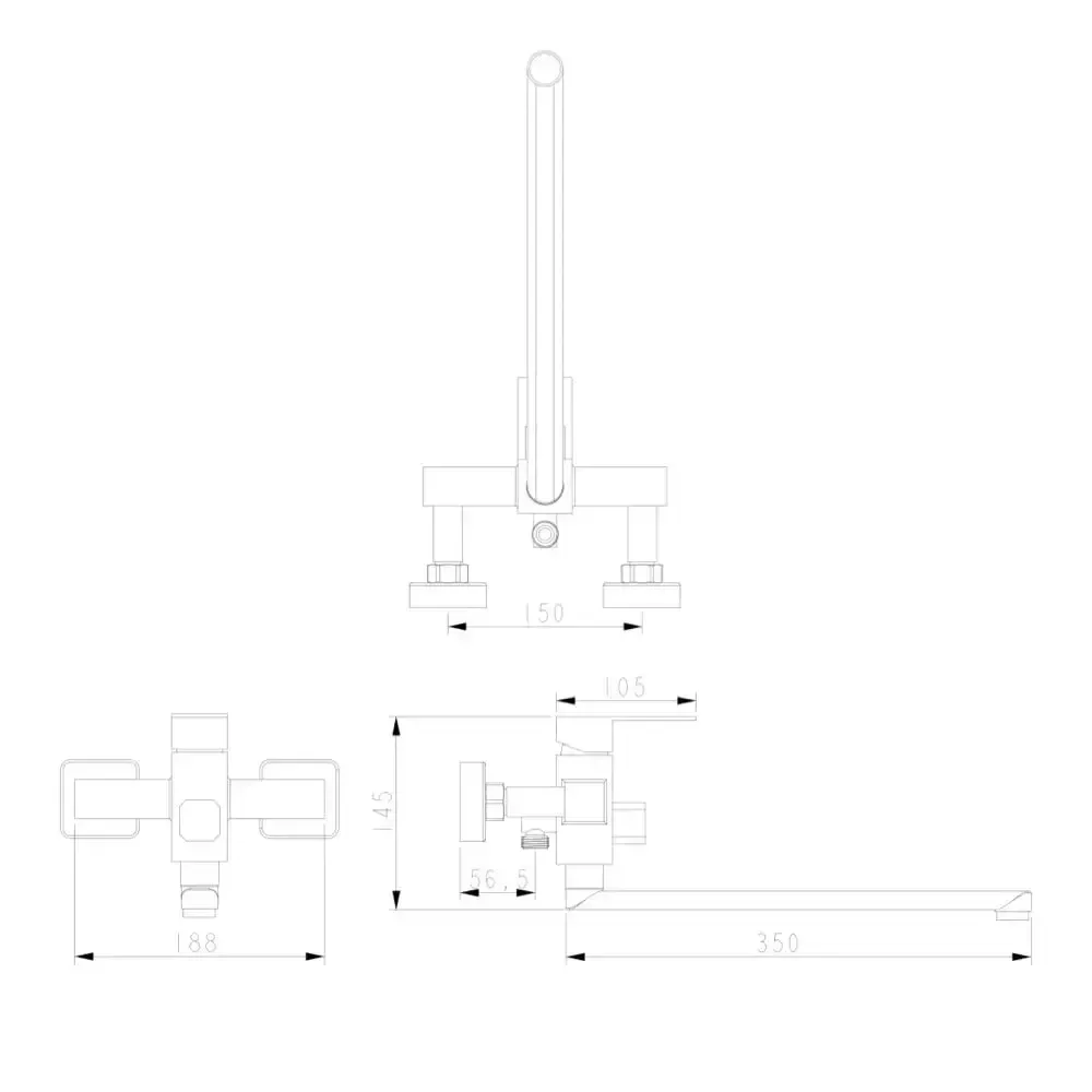 Змішувач для ванни з душовим гарнітуром WEZER PRO7-02 сатин Київ - фото 3