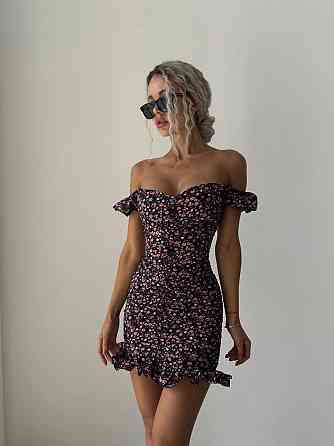 Женское легкое романтичное мини платье в цветочный принт софт Черный 2, 44/46 Одесса