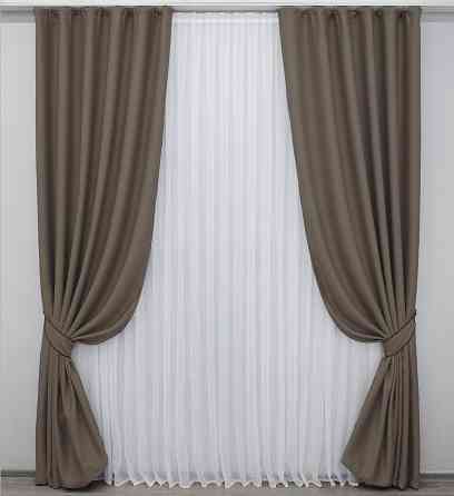 Комплект готовых штор VR-Textil Блекаут Bagema Rvs № 1289ш Какао 150х270 см 2 шт (33-0147) Киев