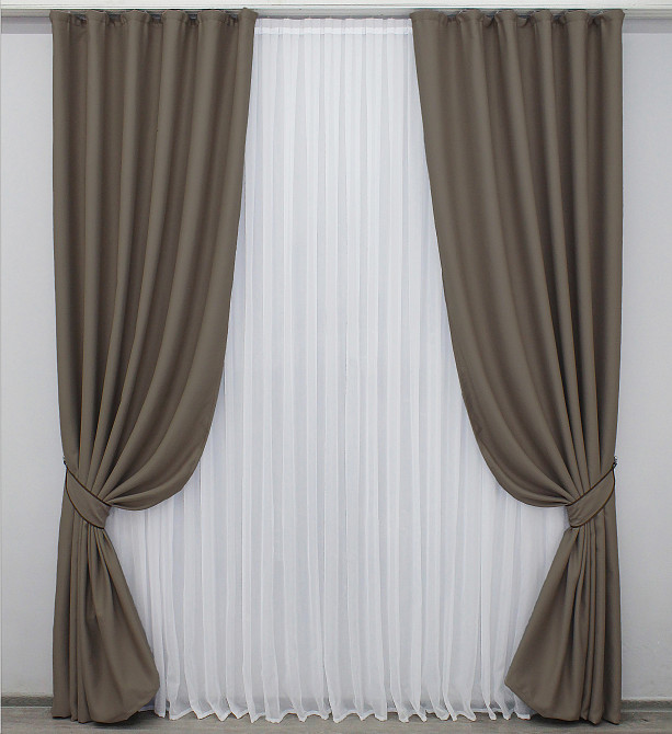 Комплект готовых штор VR-Textil Блекаут Bagema Rvs № 1289ш Какао 150х270 см 2 шт (33-0147) Киев - изображение 2