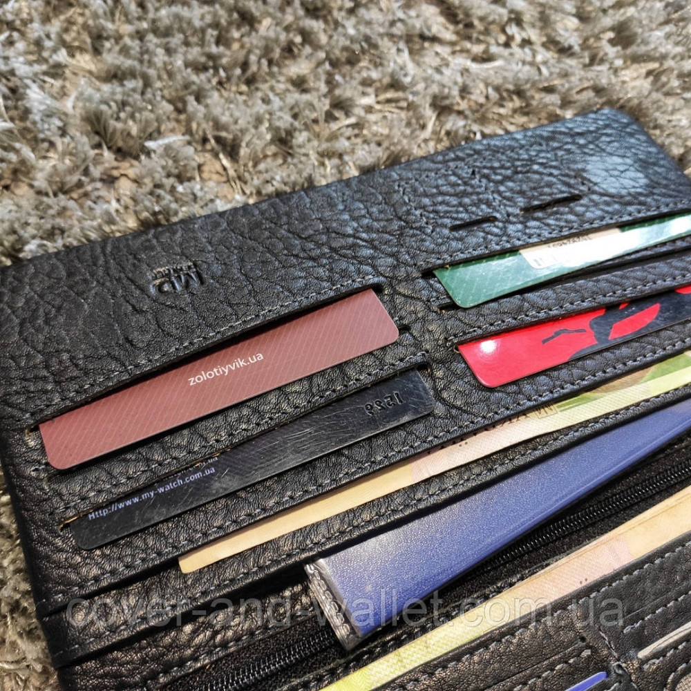 Великий шкіряний чоловічий гаманець клатч на магнітах та блискавці MD Leather Київ - фото 8